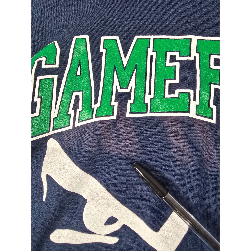 Y2K GameFace T Shirt Adult Small Navy Blue Graphic Print Short Sleeve Put It On - Picture 2 of 8